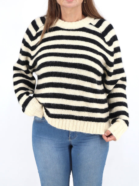 Image for Women's Striped Sweater,Light Beige/Black