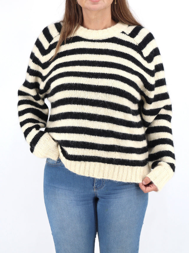 Image for Women's Striped Sweater,Light Beige/Black