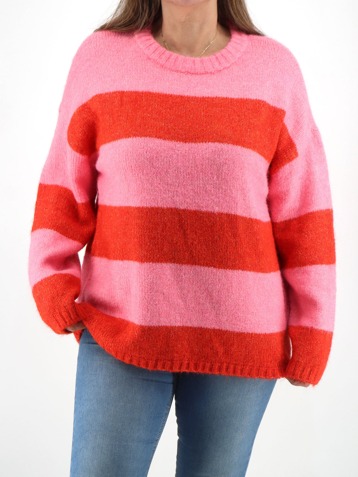 Image for Women's Striped Sweater,Pink/Red