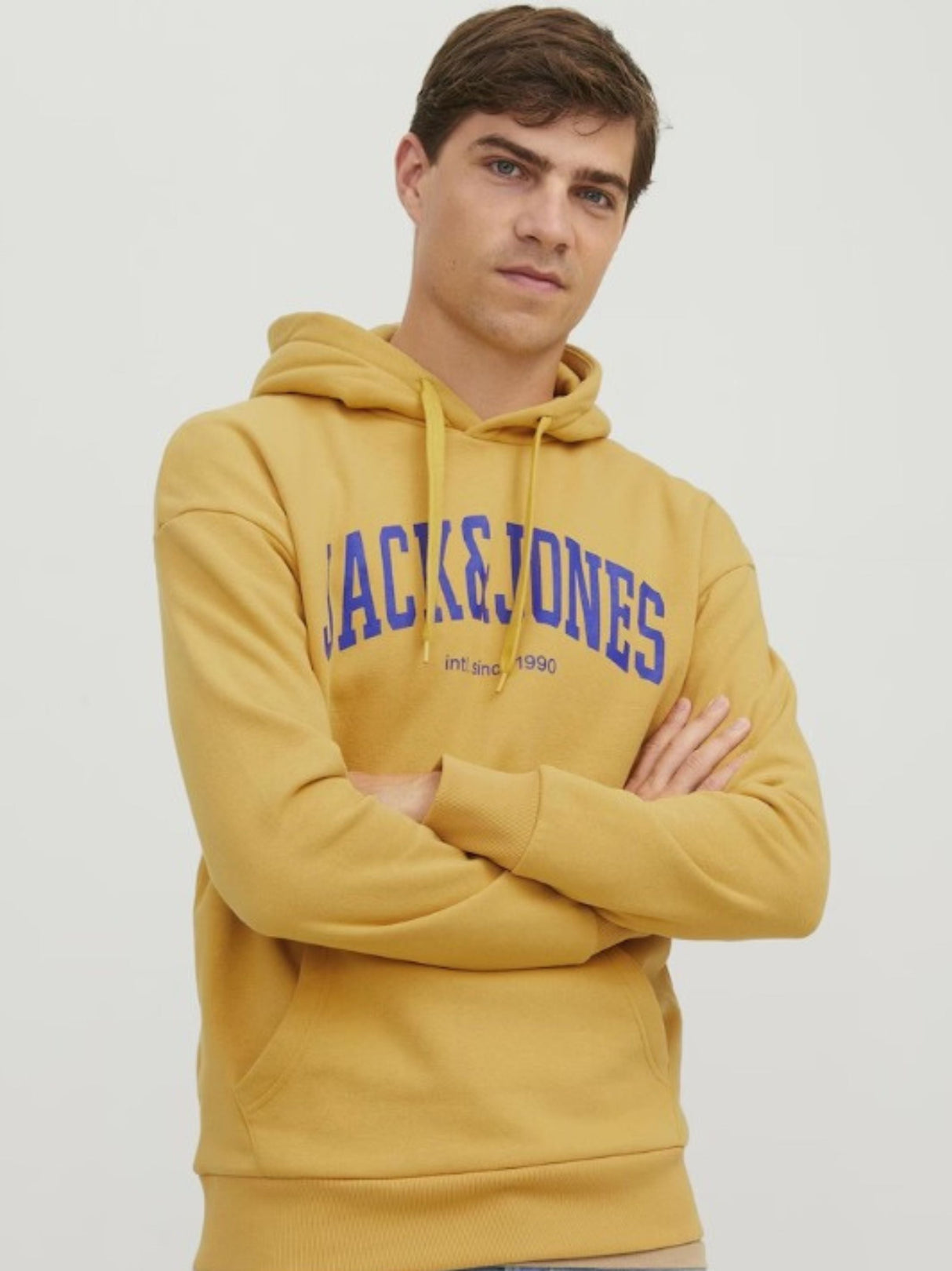 Image for Men's Printed Hoodie,Yellow