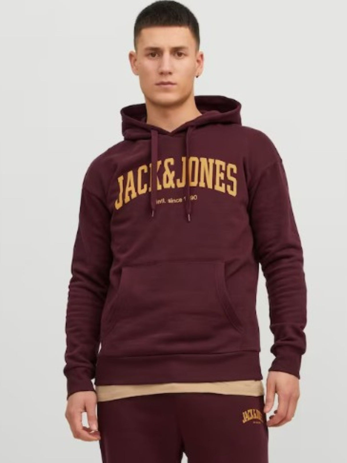 Image for Men's Printed Hoodie,Wine