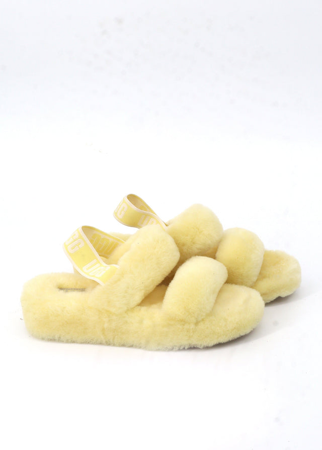 Image for Women's Plain Fur Slippers,Yellow