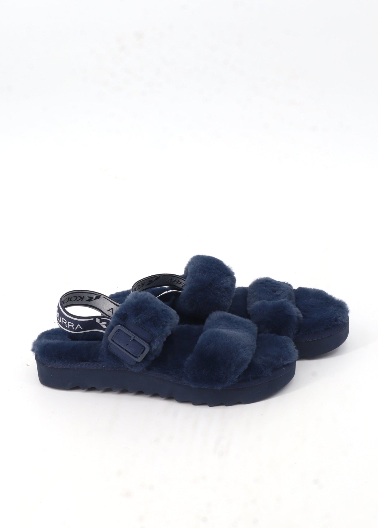 Image for Women's Faux Fur Platform Slippers,Navy