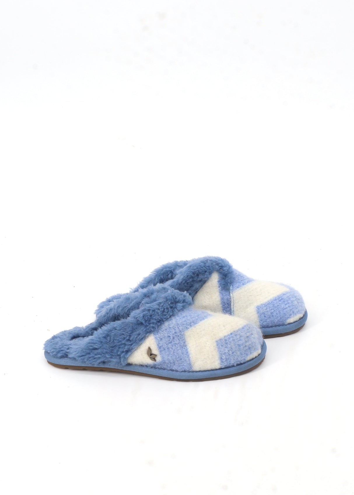 Image for Kids Girl's Printed Fur Slippers,Blue/White