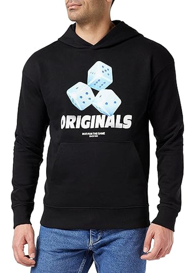 Image for Men's Graphic Printed Hoodie,Black