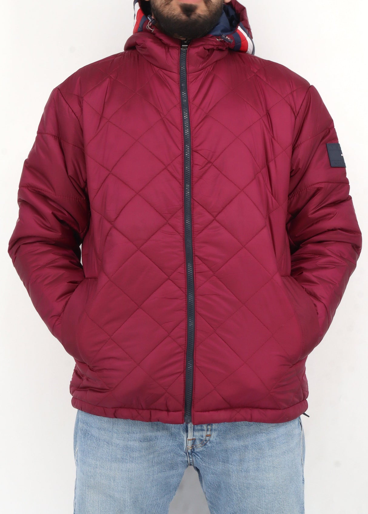 Image for Men's Quilted Jacket,Burgundy