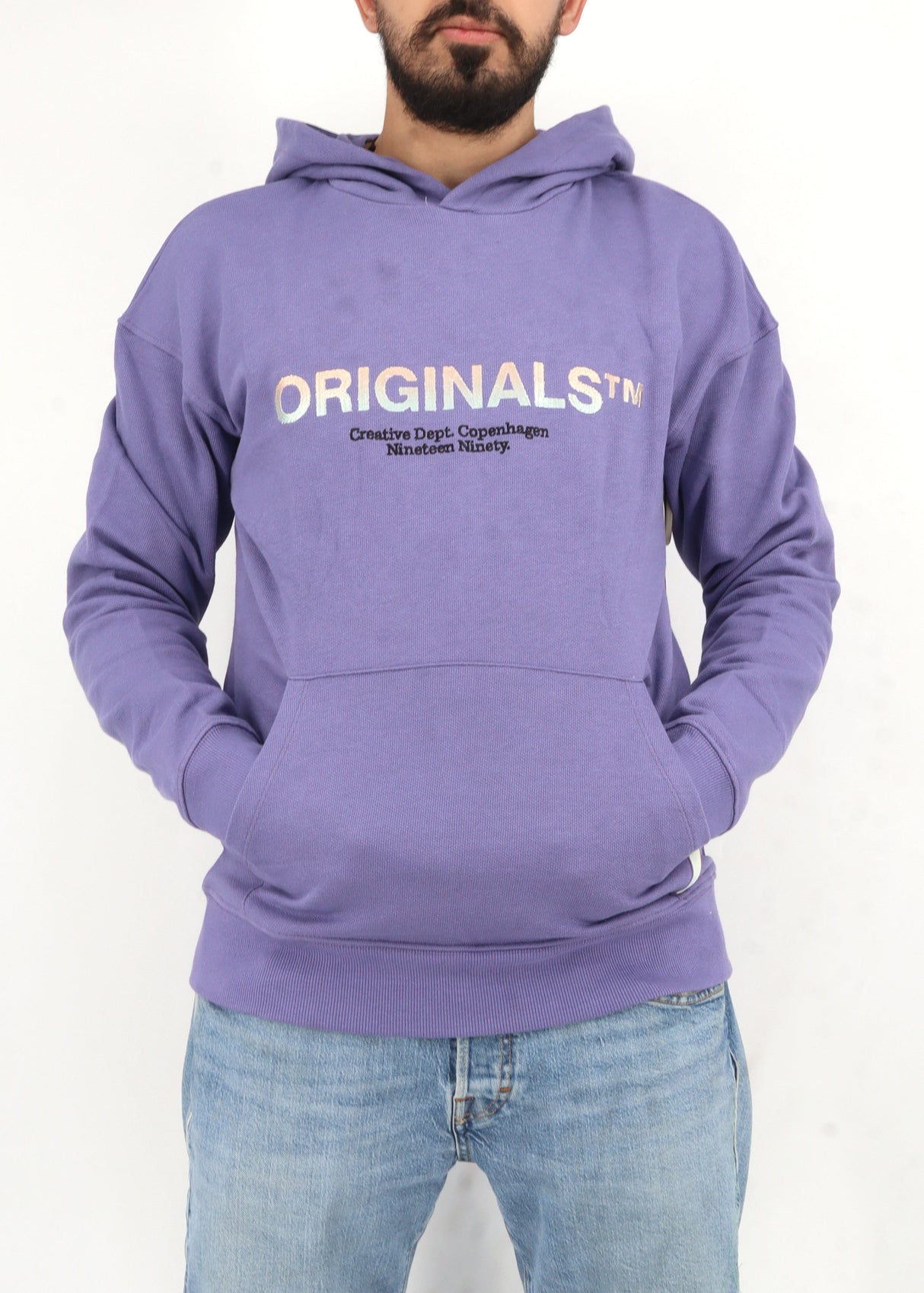 Image for Men's Embroidered Hoodie,Lilac