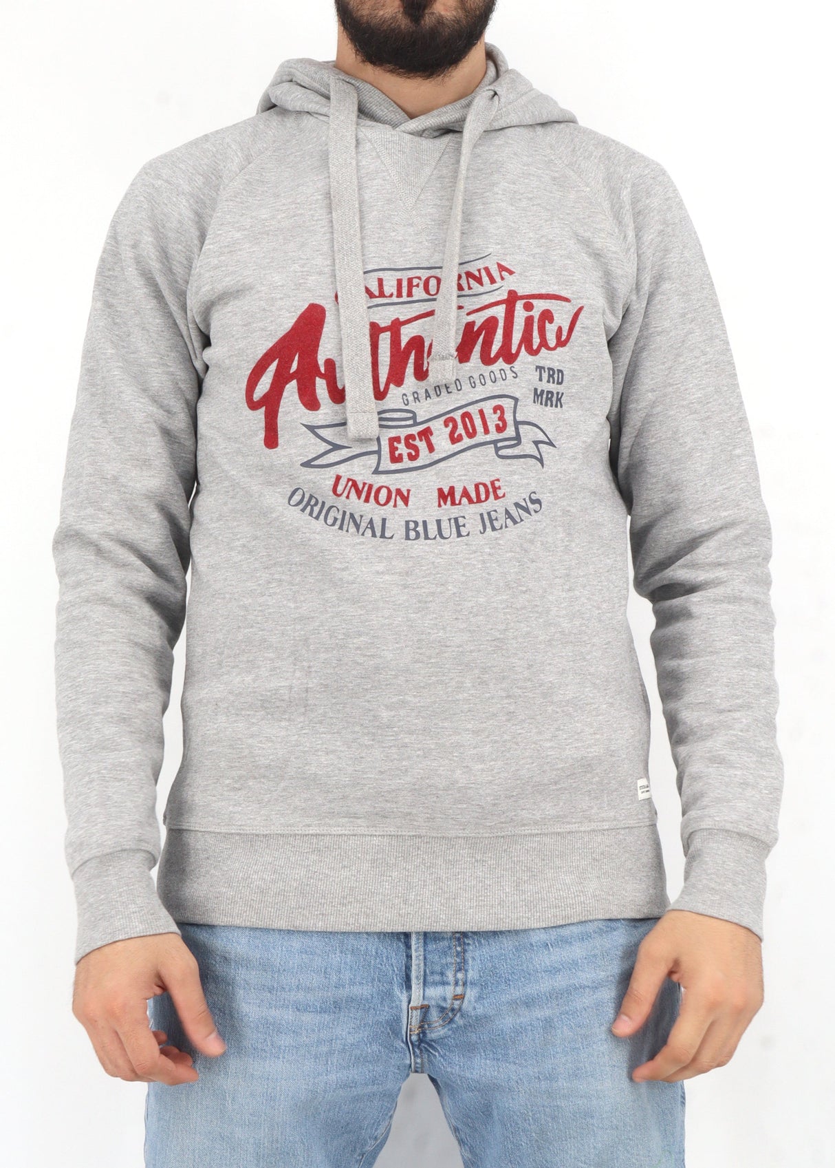 Image for Men's Printed Hoodie,Grey