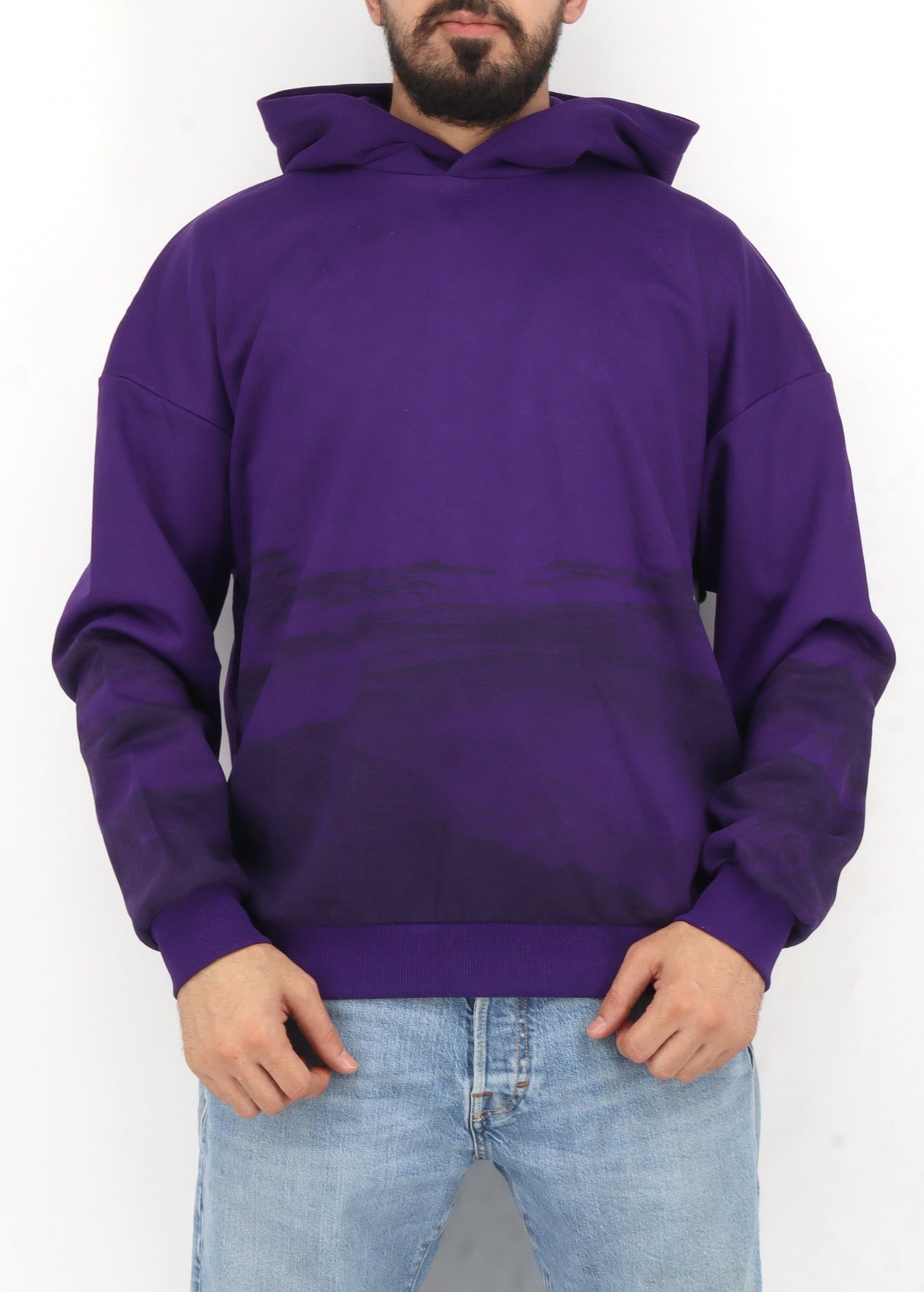 Image for Men's Printed Hoodie,Purple