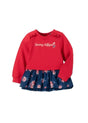 Image for Kids Girl's Flotal Printed Peplum Tunic,Red/Navy