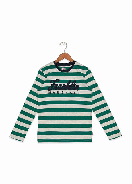 Image for Kids Boy's Striped Top,Green/Light Grey