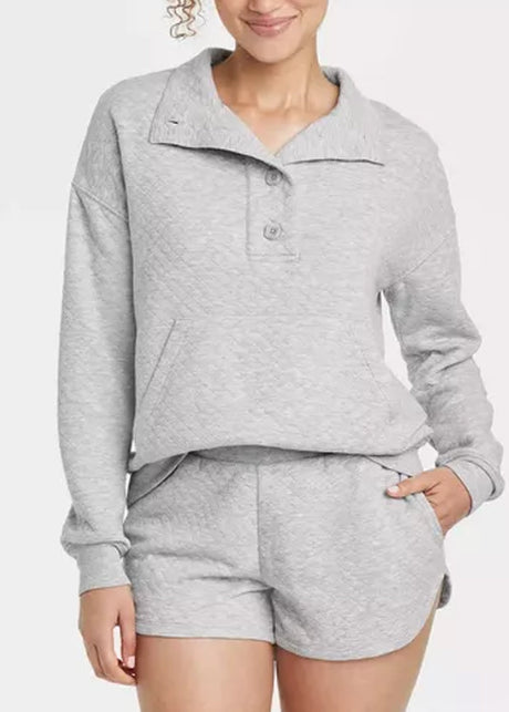 Image for Women's Quilted Sleepwear Top,Grey