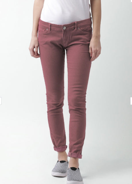 Image for Women's Plain Jeans,Dark Pink