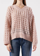 Image for Women's Textured Open Knit Sweater,Light Peach