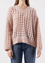Image for Women's Textured Open Knit Sweater,Light Peach