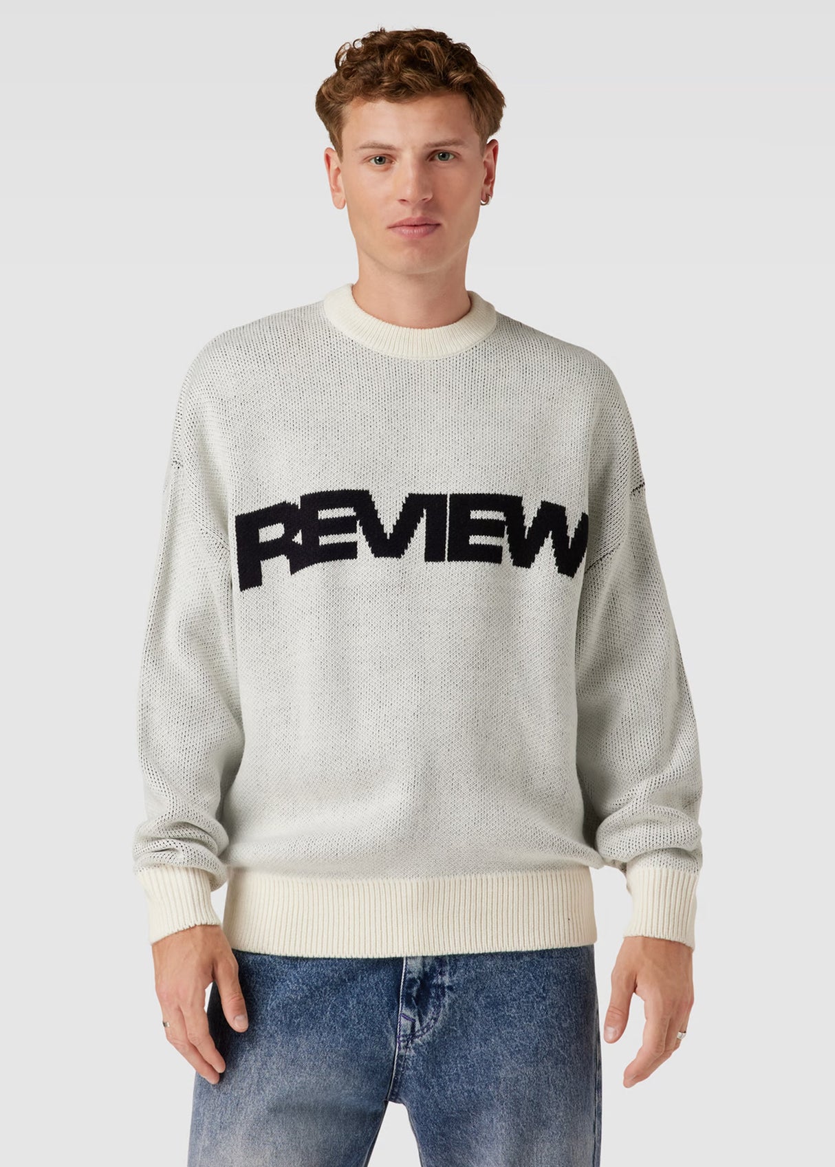 Image for Men's Printed Sweater,Light Grey