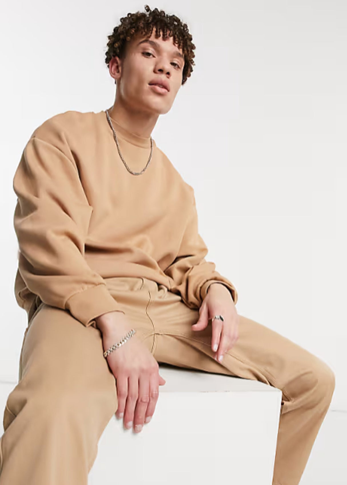 Image for Men's Plain Sweatshirt,Beige