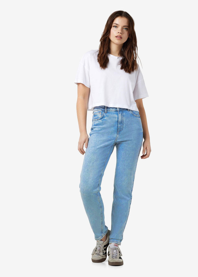 Image for Women's Plain Mom Jeans,Light Blue