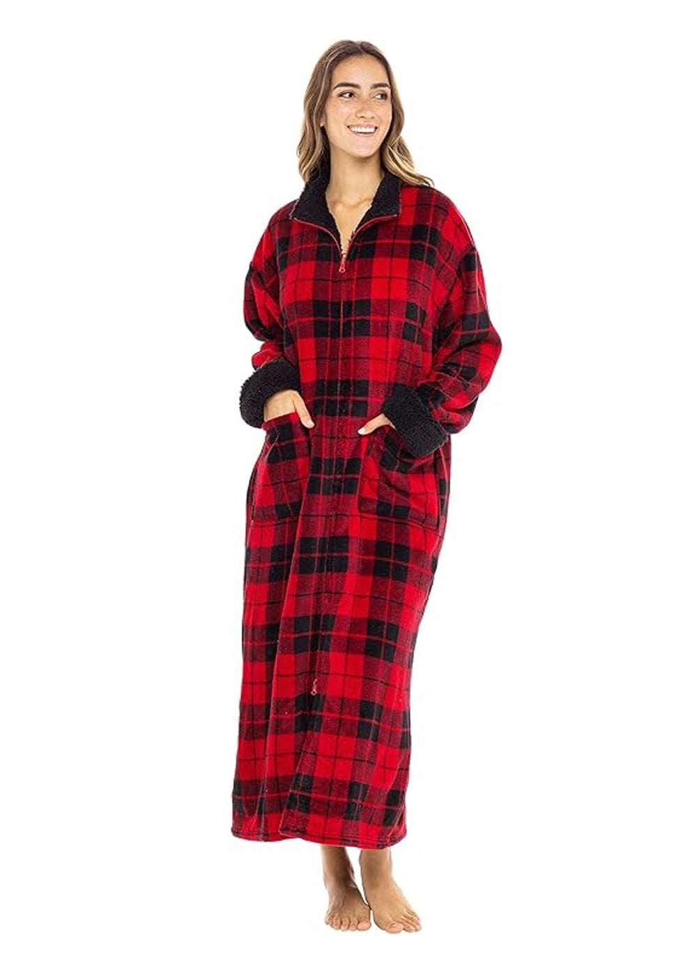 Women's Plaid Sleepwear Robe,Black/Red – All Brands Factory Outlet
