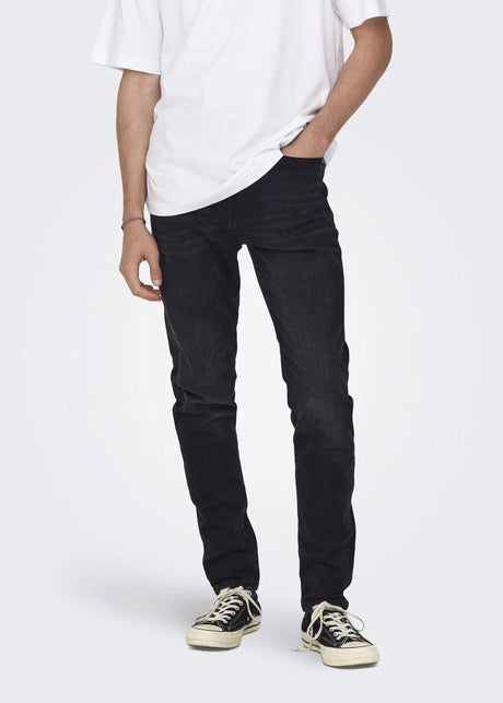 Image for Men's Washed Skinny Jeans,Black