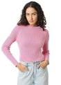 Image for Women's Ribbed Cropped Sweater,Pink