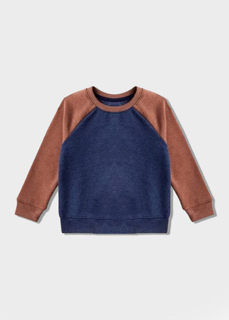 Image for Kids Boy's Colorblocked Sweatshirt,Brown/Navy