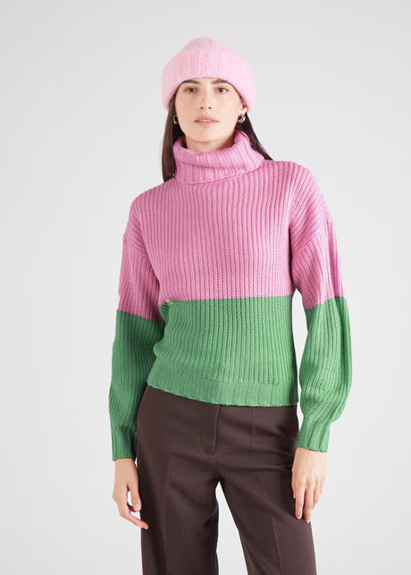 Image for Women's Colorblocked Sweater,Pink/Green