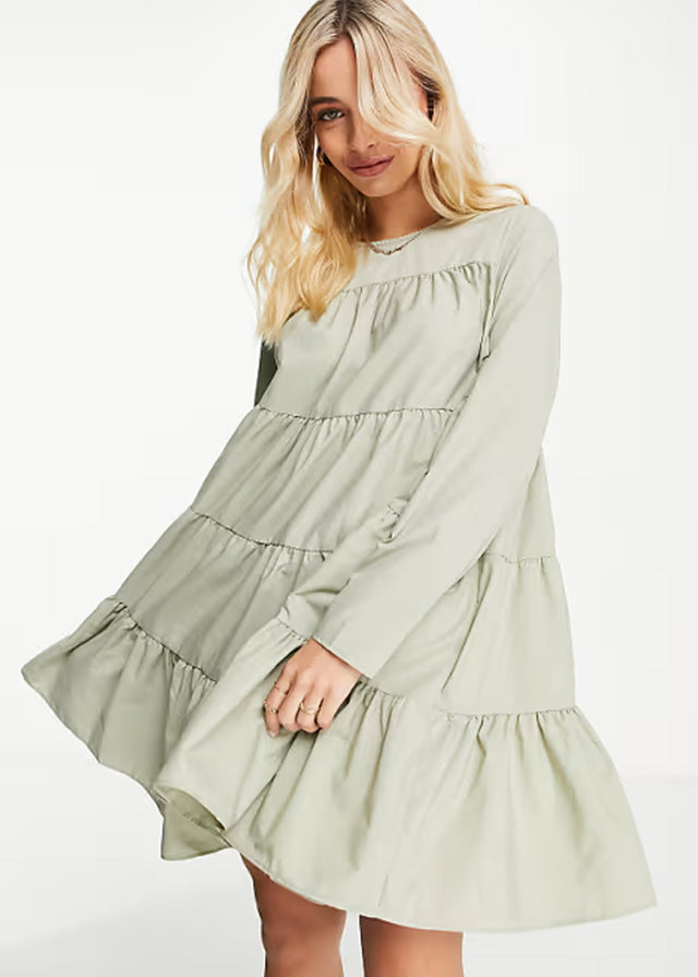 Image for Women's Tiered Dress,Light Olive