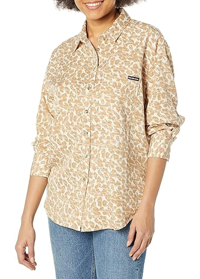 Image for Women's Animal Printed Buttons Up Shirt,Beige