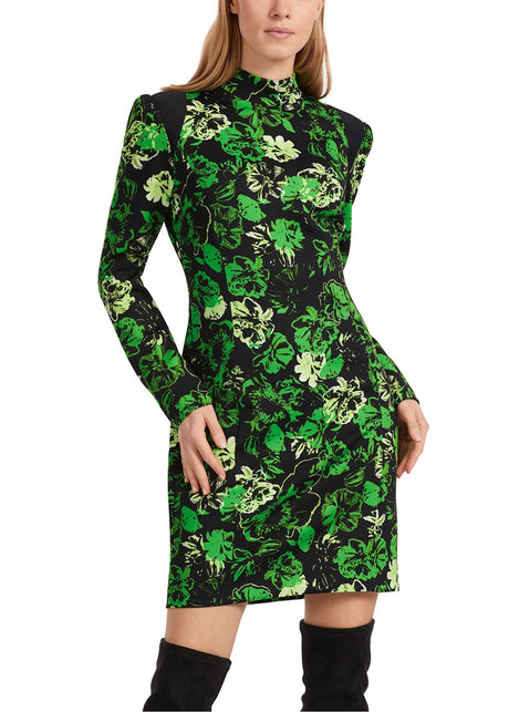 Image for Women's Floral Printed Dress,Black/Green