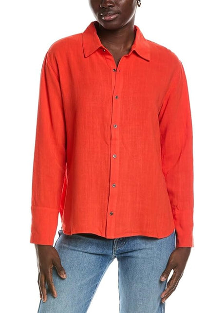 Image for Women's Plain Buttons Down Shirt,Red