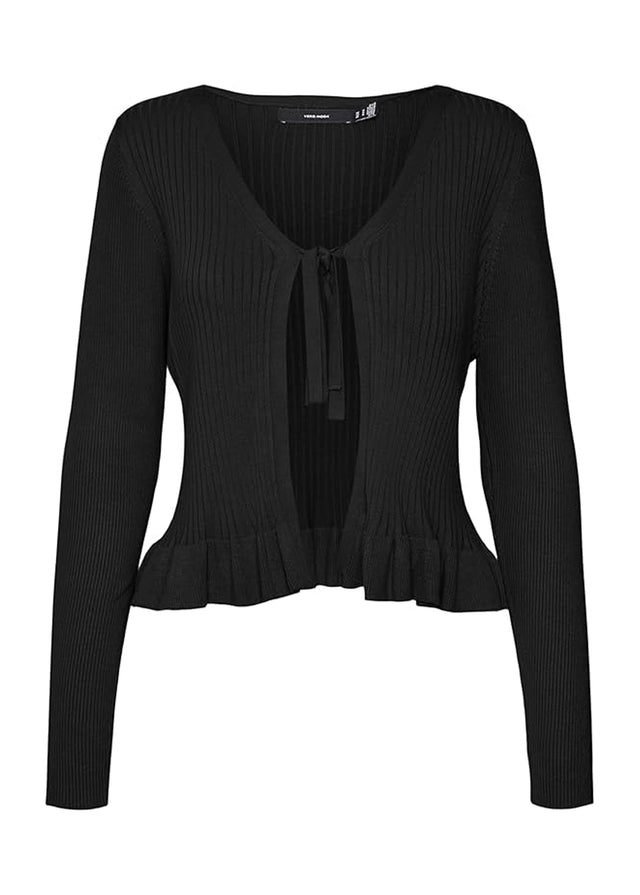 Image for Women's Ribbed Tied Cardigan,Black