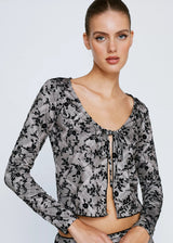 Image for Women's Floral Printed Cropped Top,Light Olive/Black