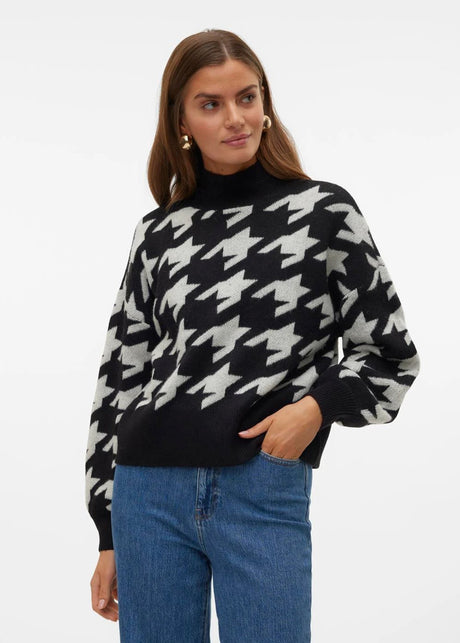 Image for Women's Printed Sweater,Black