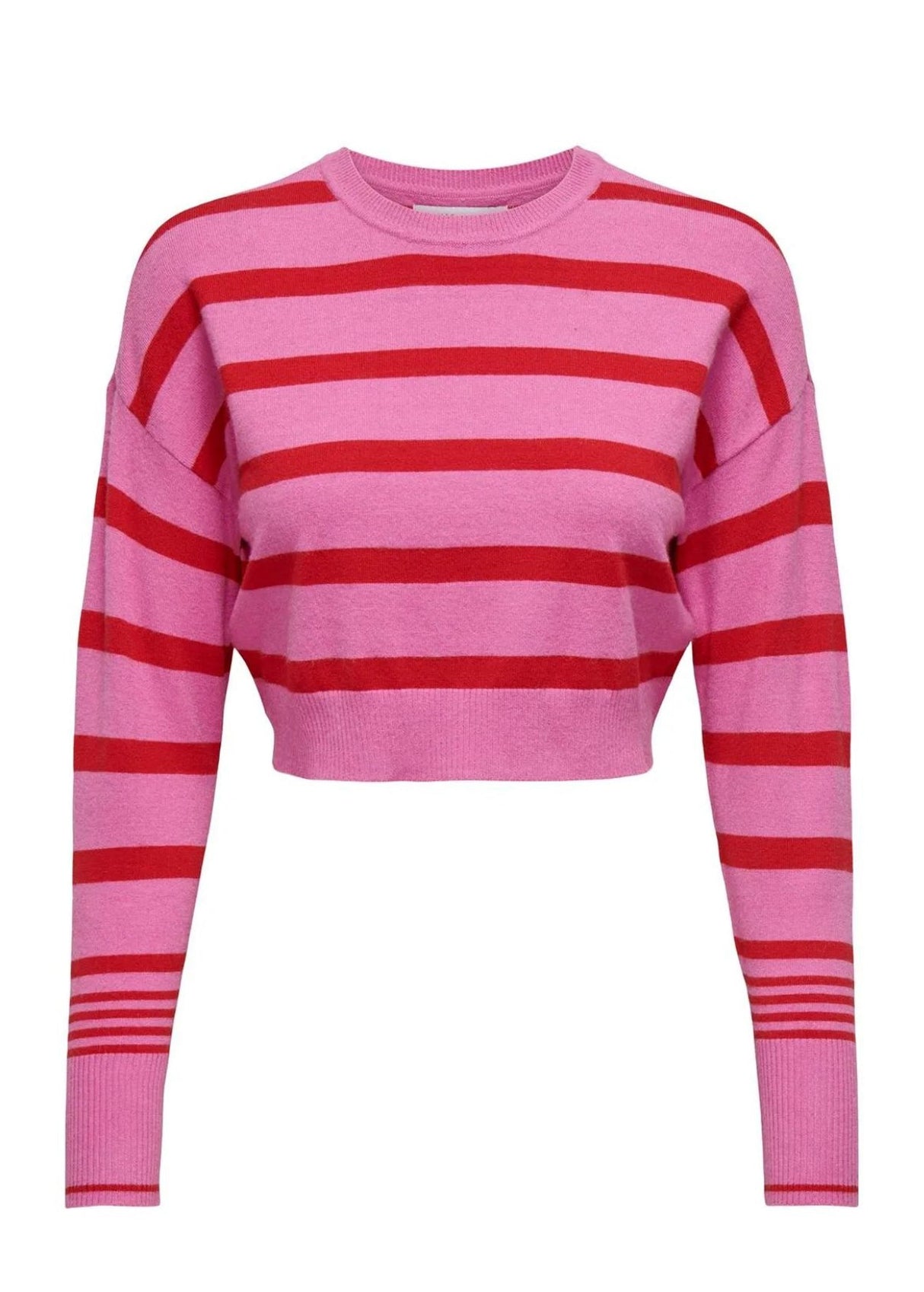 Image for Women's Striped Cropped Sweater,Pink/Red