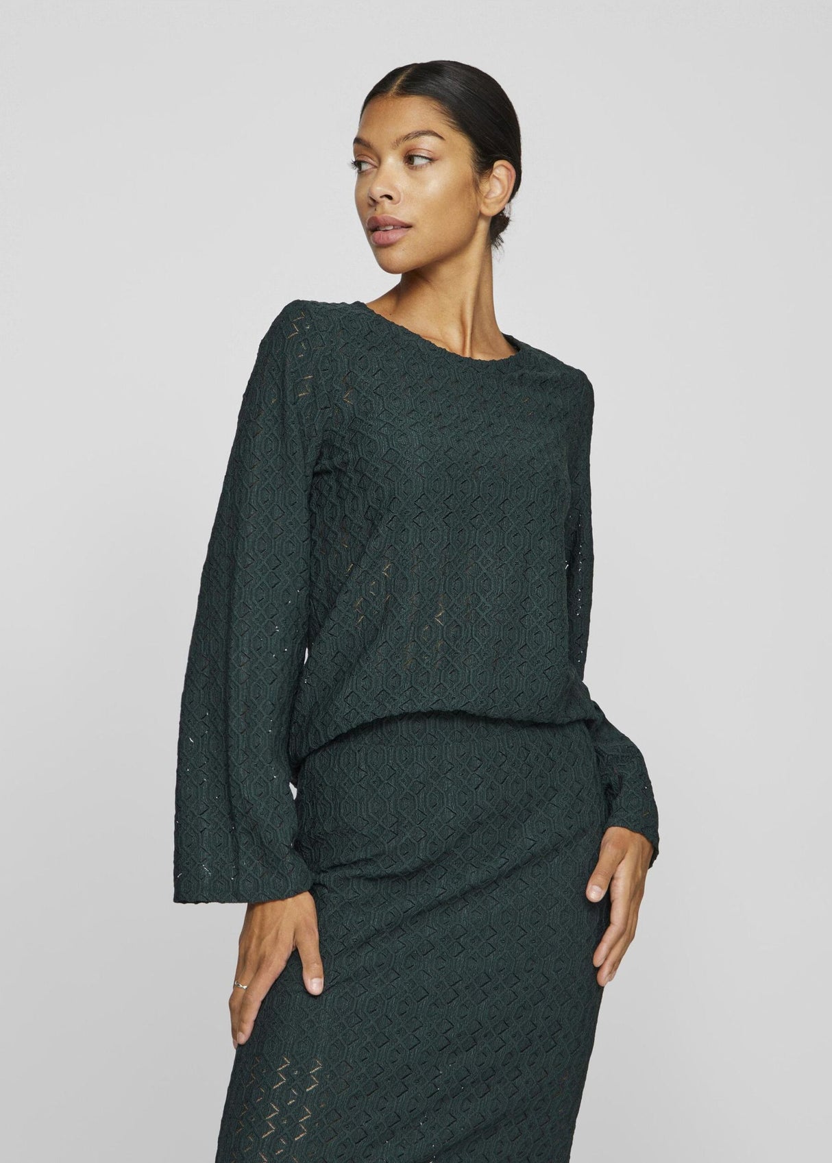 Image for Women's Textured Top,Dark Green