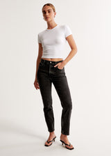 Image for Women's Plain Mom Jeans,Black