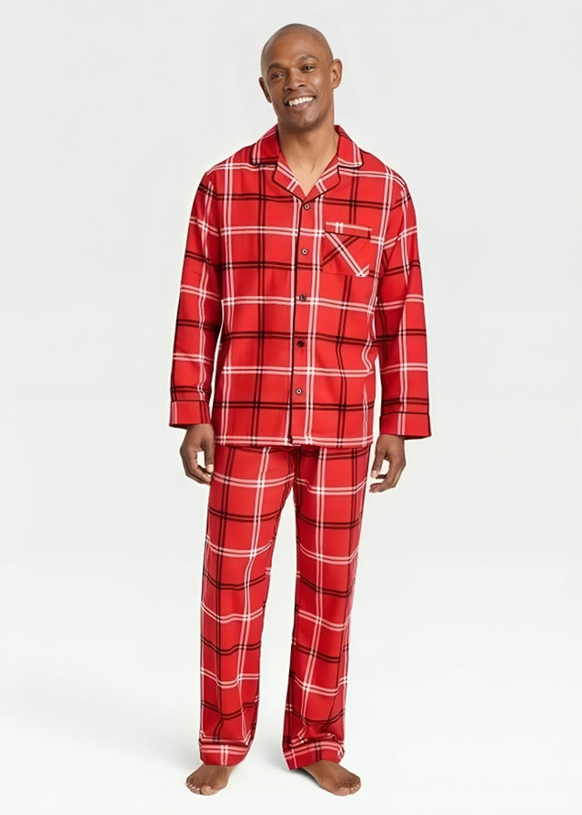 Image for Men's Plaid Sleepwear Top,Red