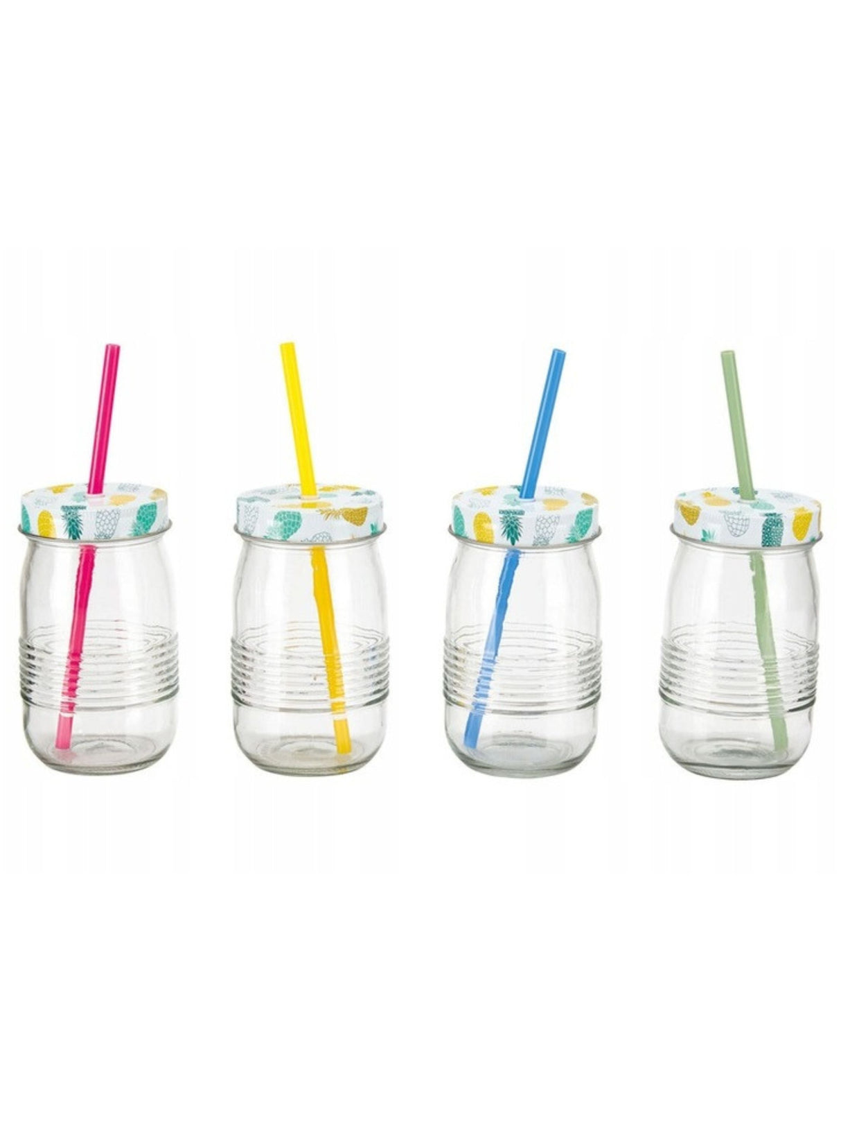 Image for Glass Cups With Straws Set