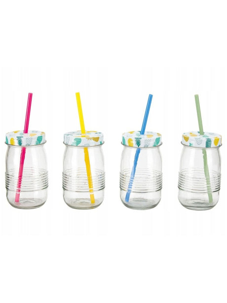 Image for Glass Cups With Straws Set