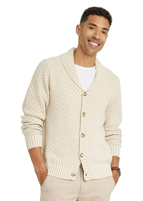 Image for Men's Textured Cardigan,Light Beige