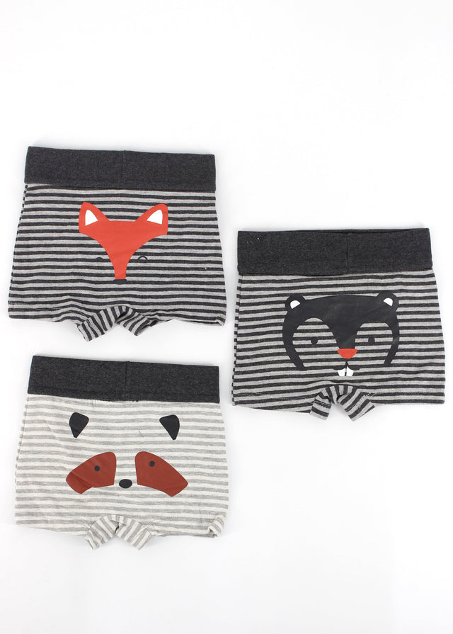 Image for Kids Boy's 3 Pack Striped Boxers Set,Grey