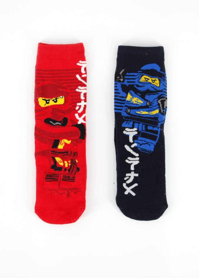 Image for Kids Boy's 2 Pairs Graphic Printed Socks,Navy/Red