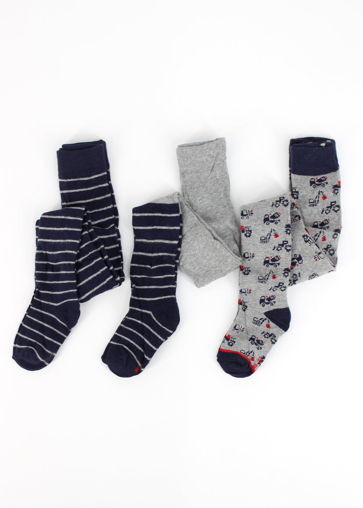 Image for Kids Boy's 3 Pack Printed Striped Tights,Navy/Grey