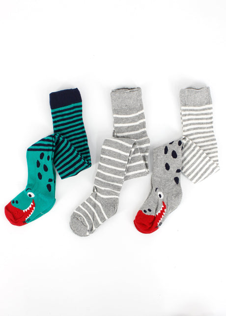 Image for Kids Boy's 3 Pcs Printed Striped Tights,Grey/Green