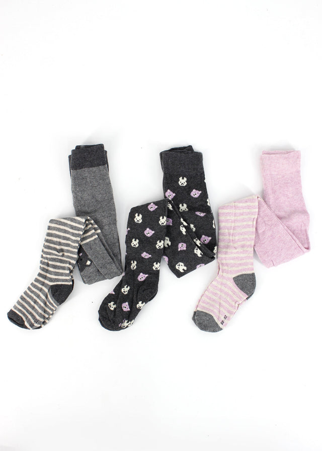 Image for Kids Girl's 3 Pcs Printed Striped Tights,Multi