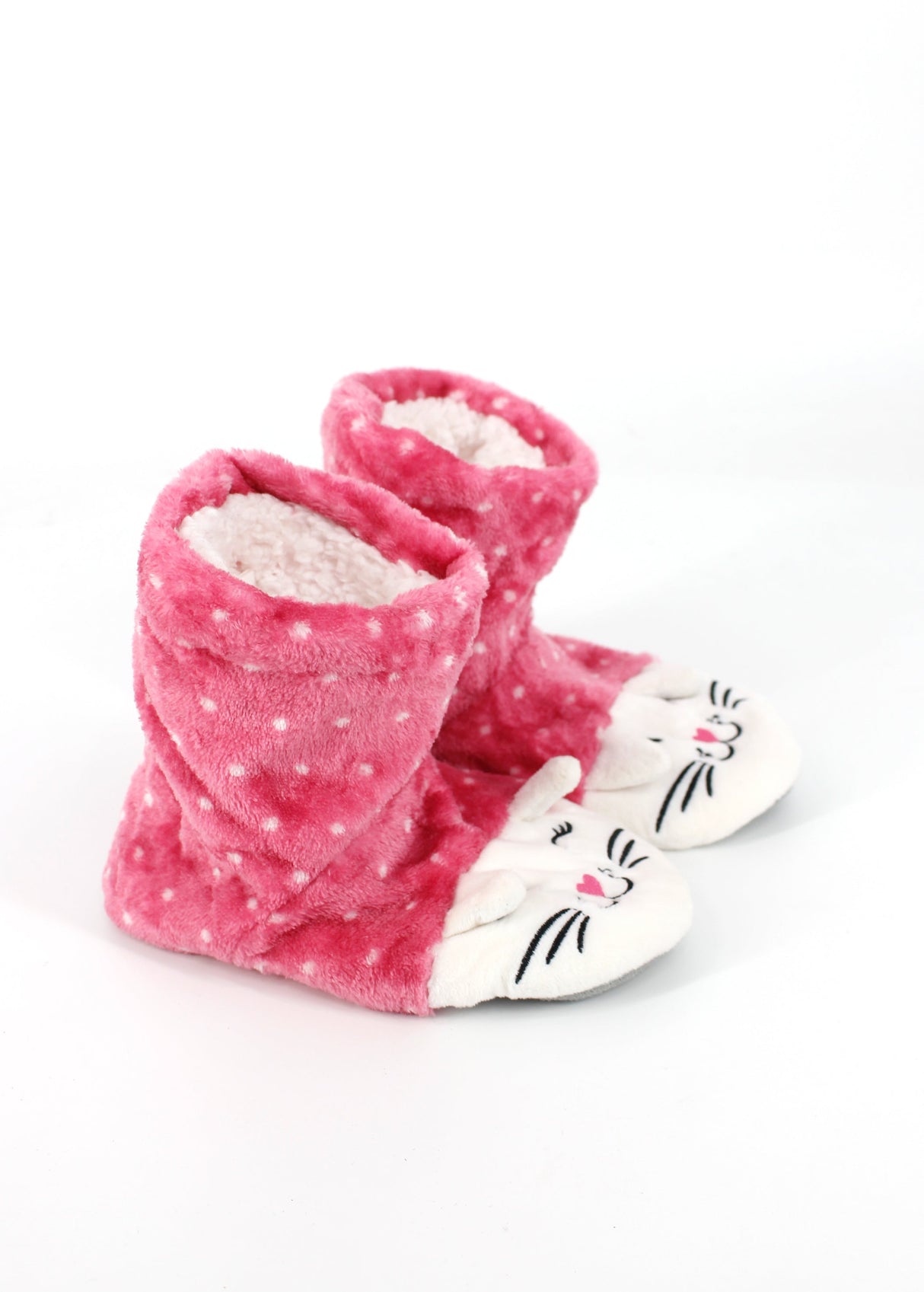 Image for Kids Girl's Faux Fur Slippers,Pink/White
