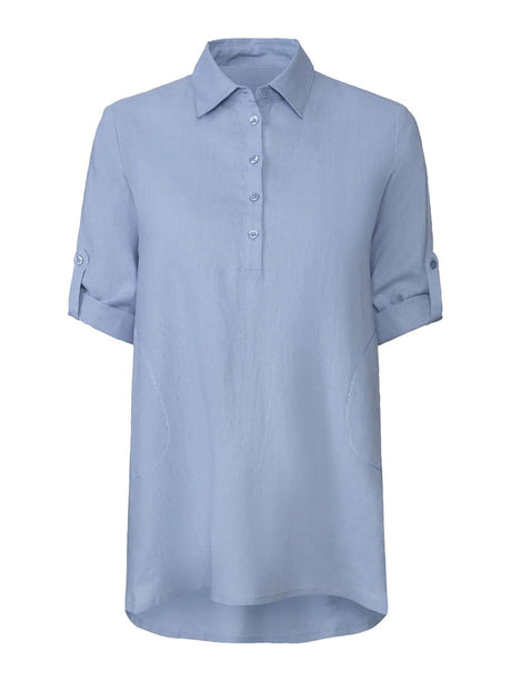 Image for Women's Plain Linen Dress,Blue