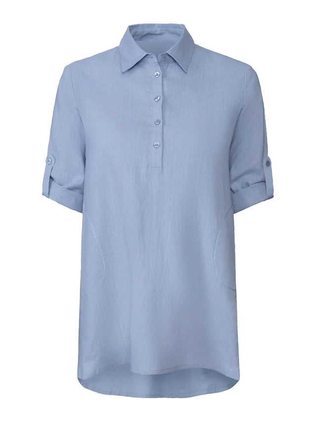 Image for Women's Plain Linen Dress,Blue
