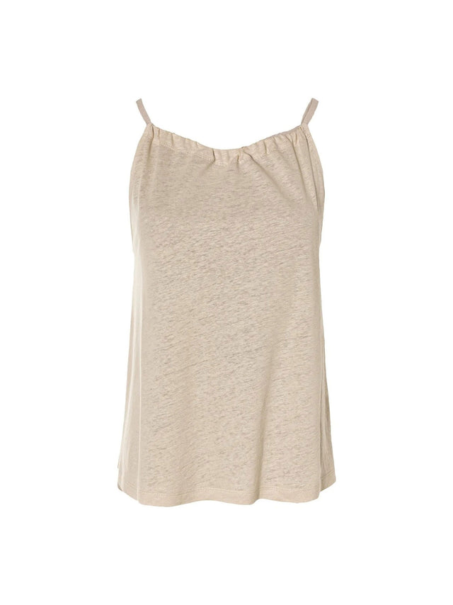 Image for Women's Plain Linen Top,Light Beige